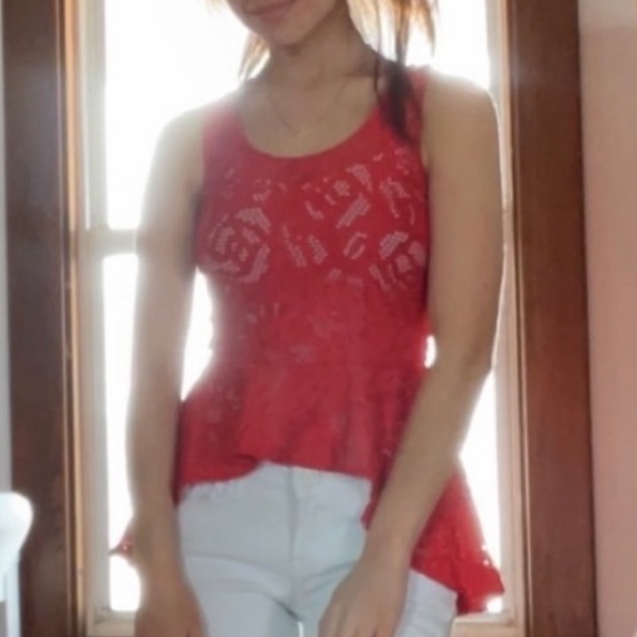 Red Lace Tank Top - Picture 3 of 6